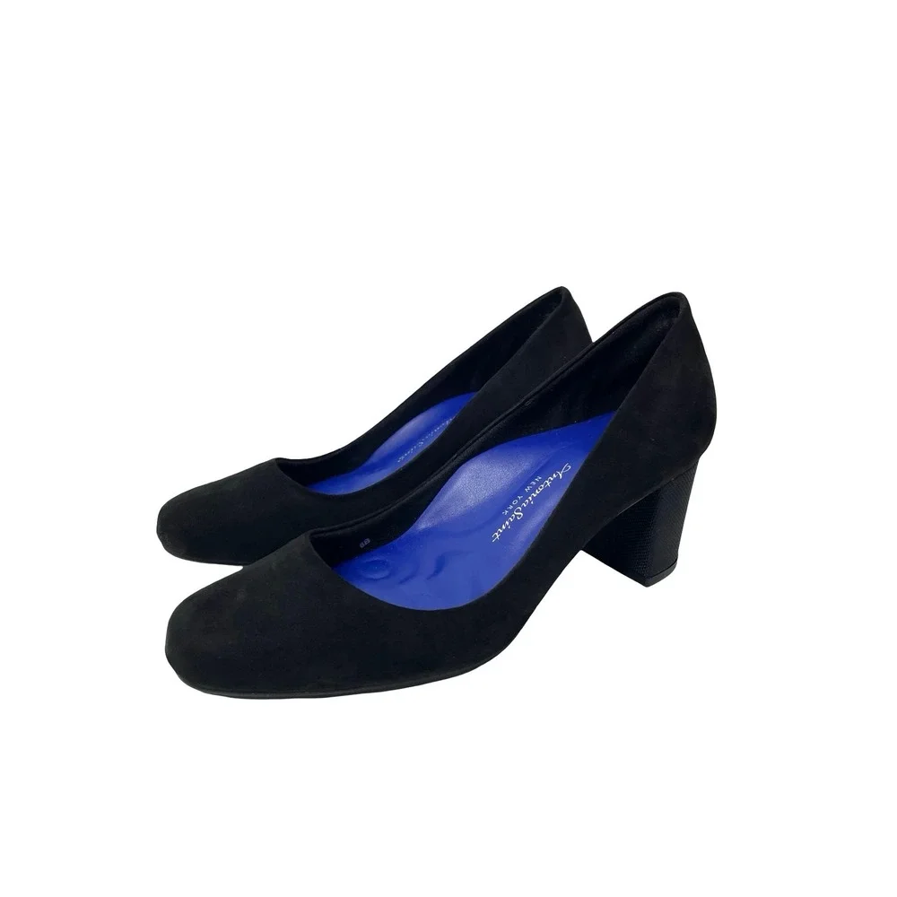 Antonia Saint NY All Day and Night suede block heel pumps Size 7.5B black